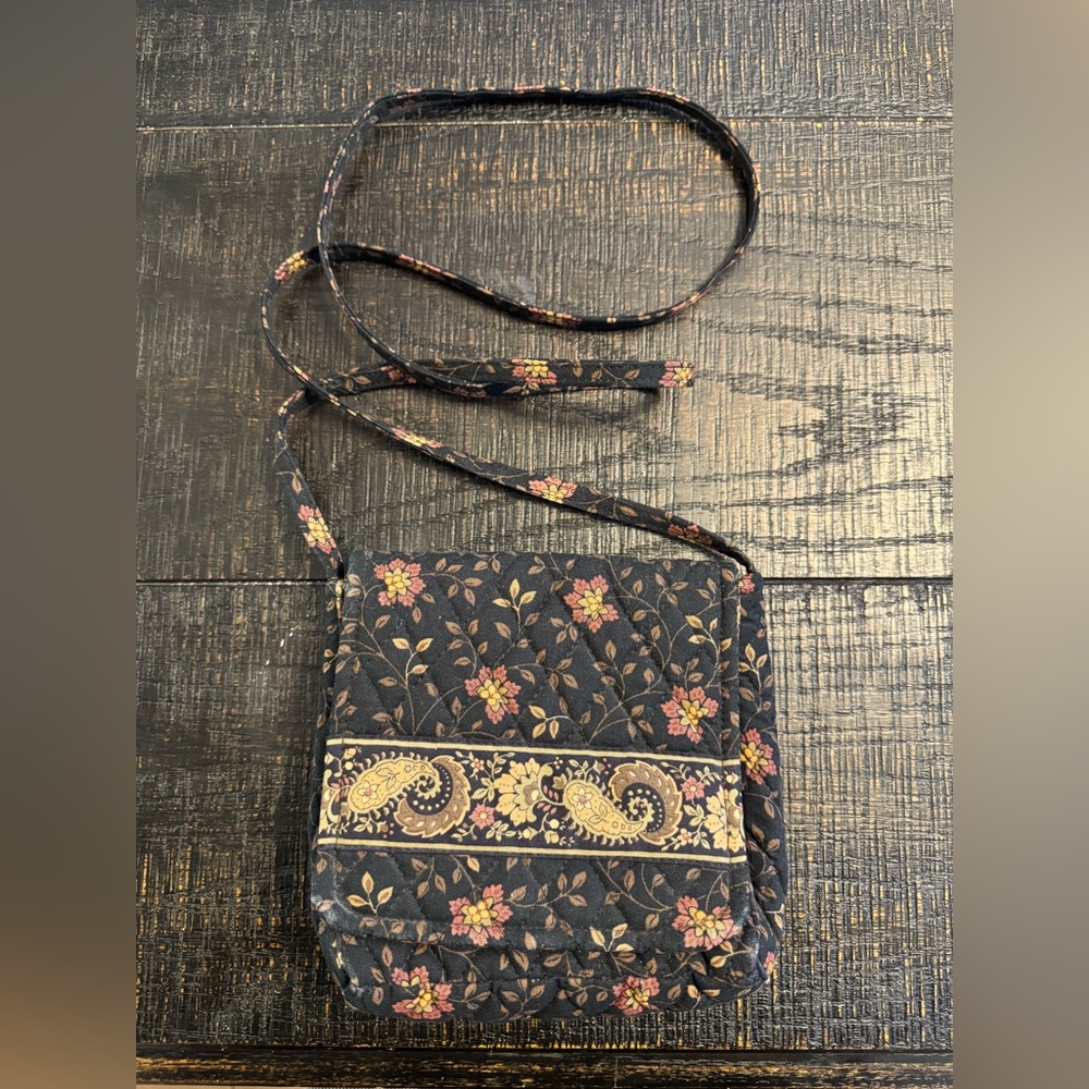 Vera Bradley Floral Black and Gold Crossbody Bag